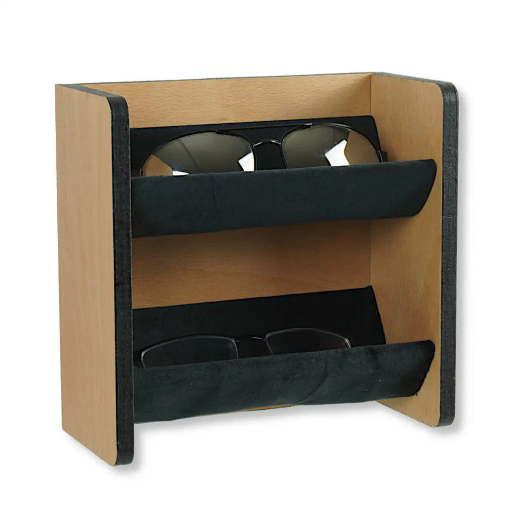 Brillenhalter mit Samteinlage - Brillenablage Holz Buche -2 Fach