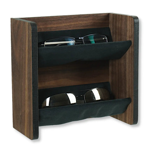 Brillenregal für die Wand - Brillenablage Holz Nussbaum -2 Fach Brillenorganizer