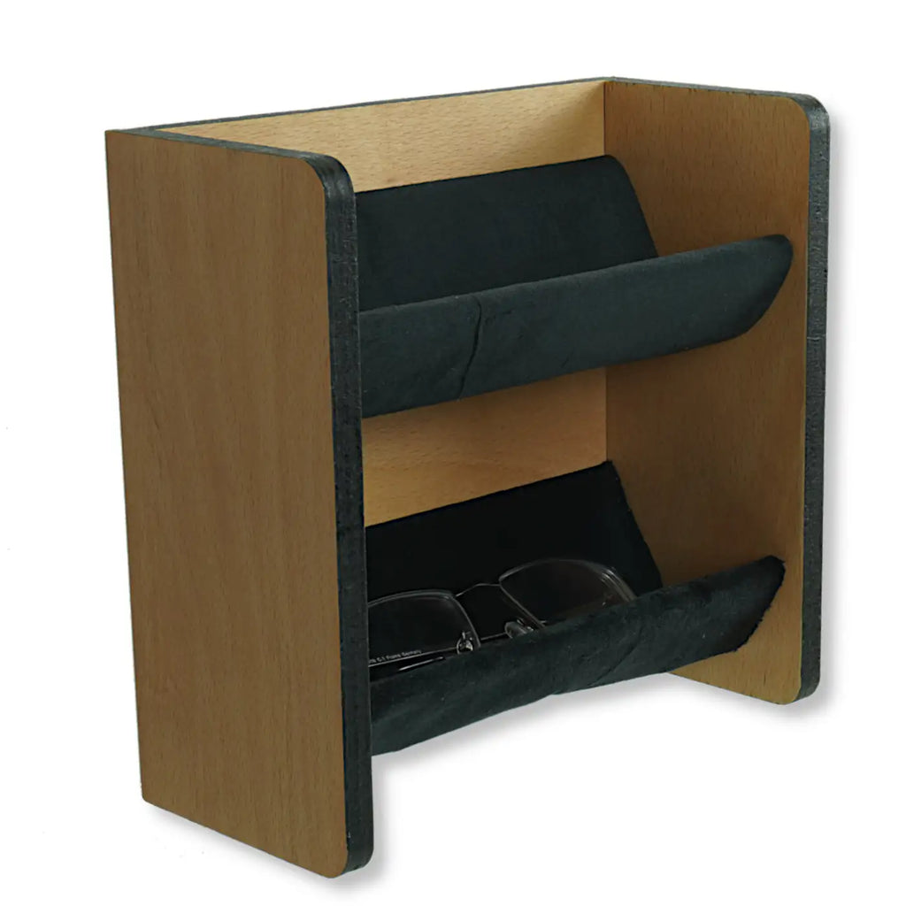 Brillenhalter mit Samteinlage - Brillenablage Holz Buche -2 Fach