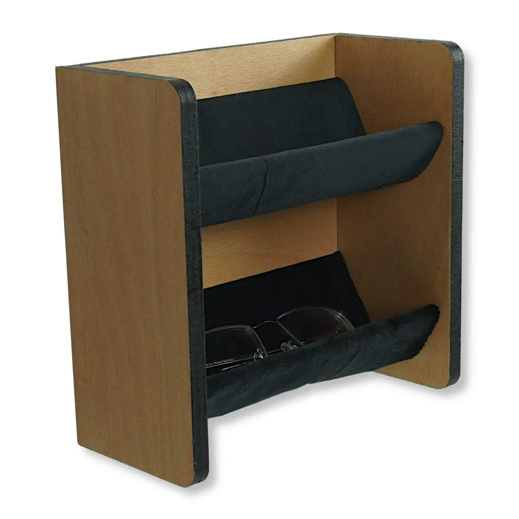 Brillenhalter mit Samteinlage - Brillenablage Holz Buche -2 Fach