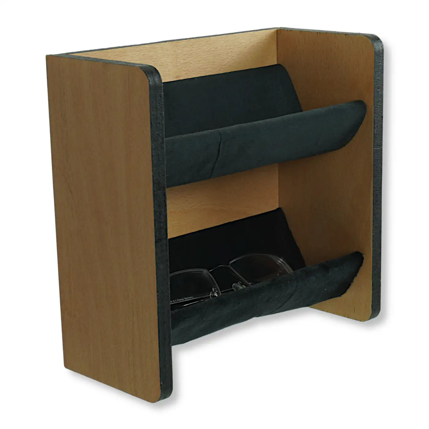 Brillenhalter mit Samteinlage - Brillenablage Holz Buche -2 Fach