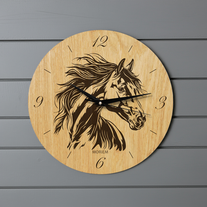 Pferde Wanduhr aus Holz - Wohnzimmeruhr Vintage Motive- 30 cm/ XL 40 cm groß