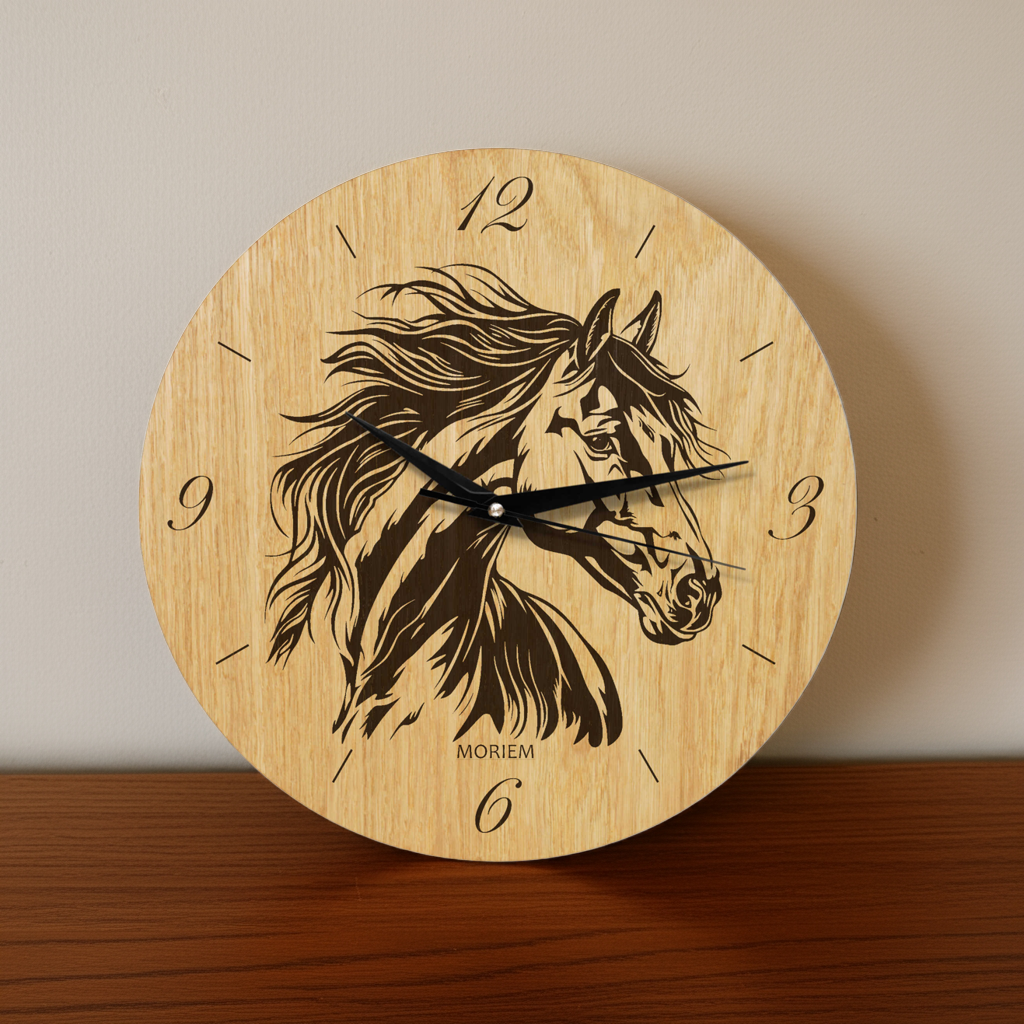 Pferde Wanduhr aus Holz - Wohnzimmeruhr Vintage Motive- 30 cm/ XL 40 cm groß