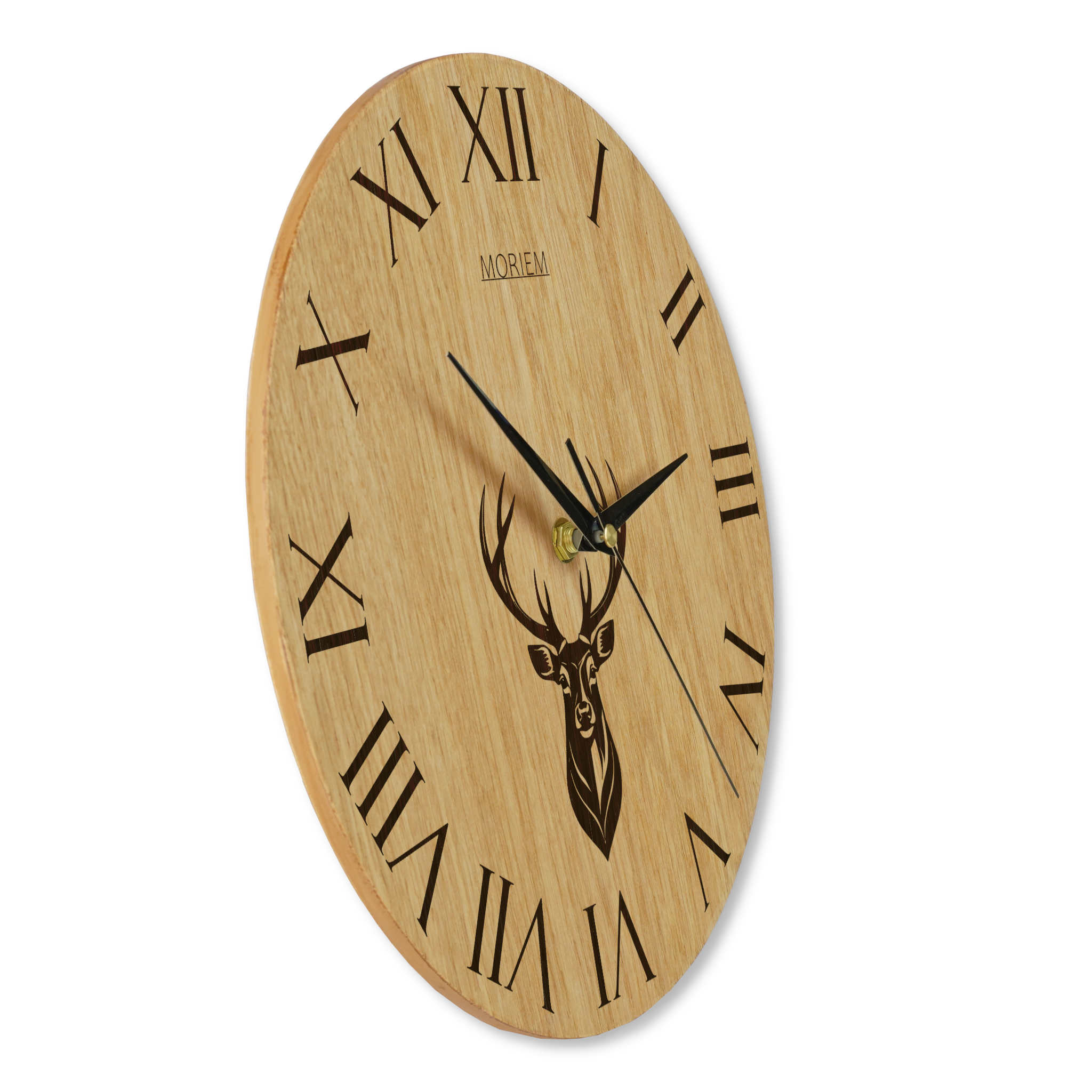 Wanduhr Hirsch Vintage - Wohnzimmeruhr mit Hirschkopf Motiv - 30 cm/40 cm groß