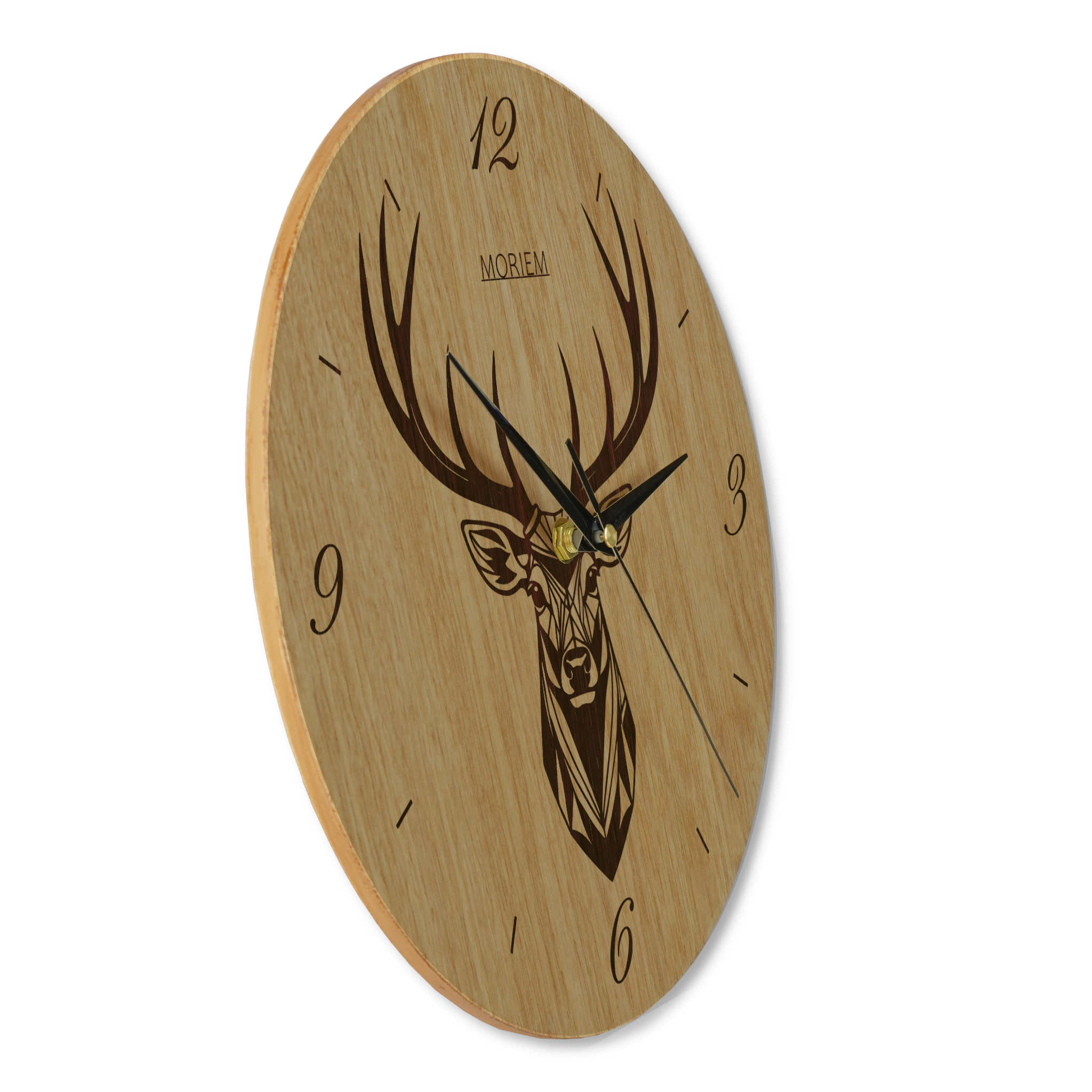 Wanduhr Hirsch modern - Wohnzimmeruhr mit Hirschkopf Motiv - 30 cm/40 cm groß