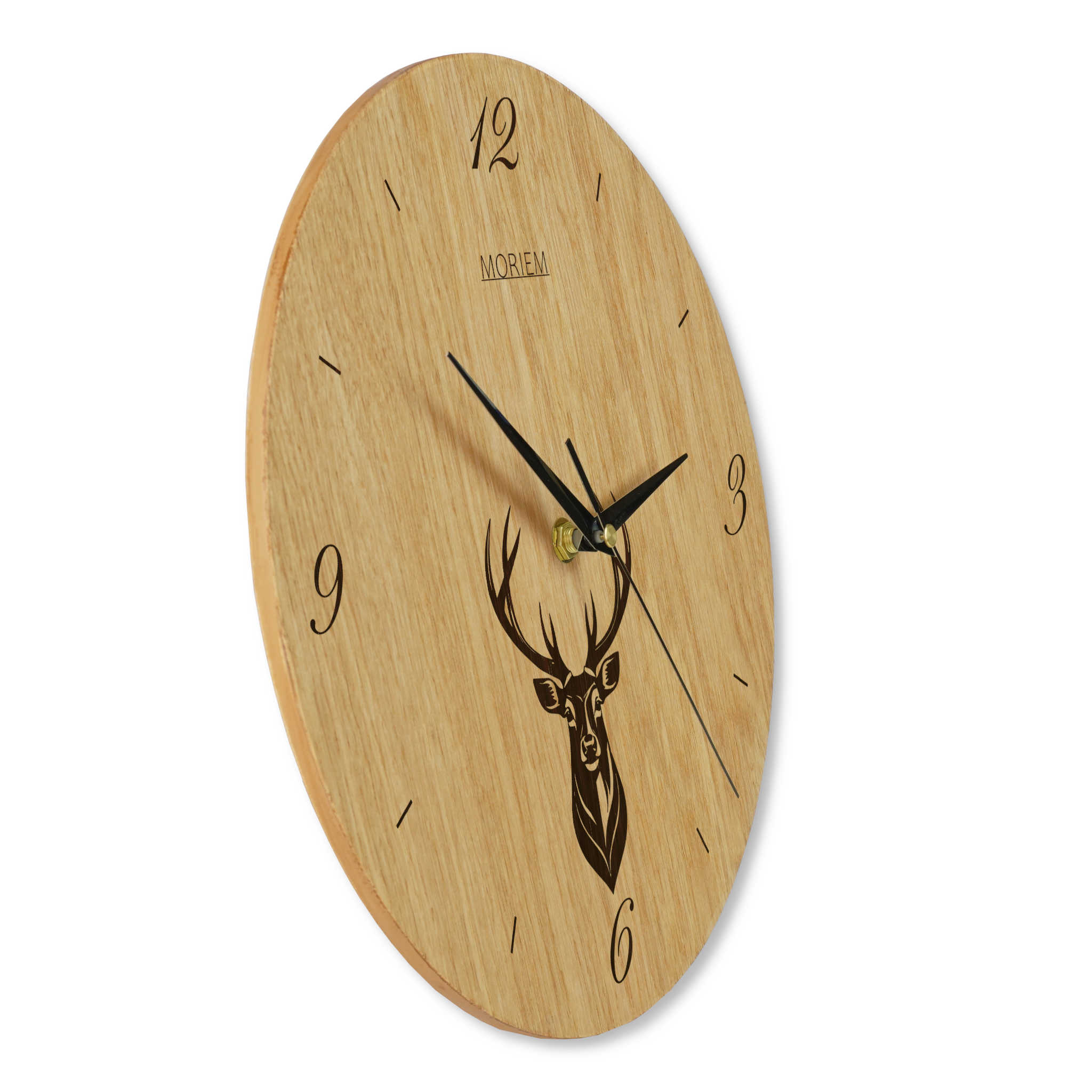 Wanduhr Hirsch modern - Wohnzimmeruhr mit Hirschkopf Motiv - 30 cm/40 cm groß