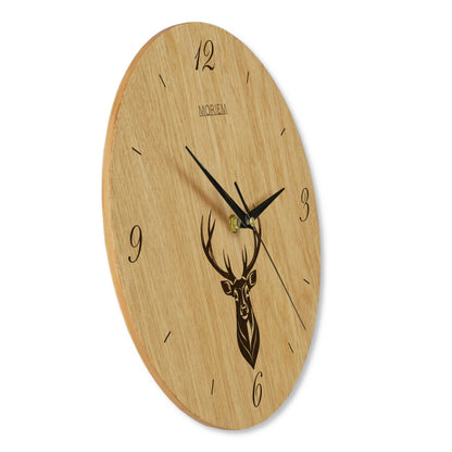 Wanduhr Hirsch modern - Wohnzimmeruhr mit Hirschkopf Motiv - 30 cm/40 cm groß
