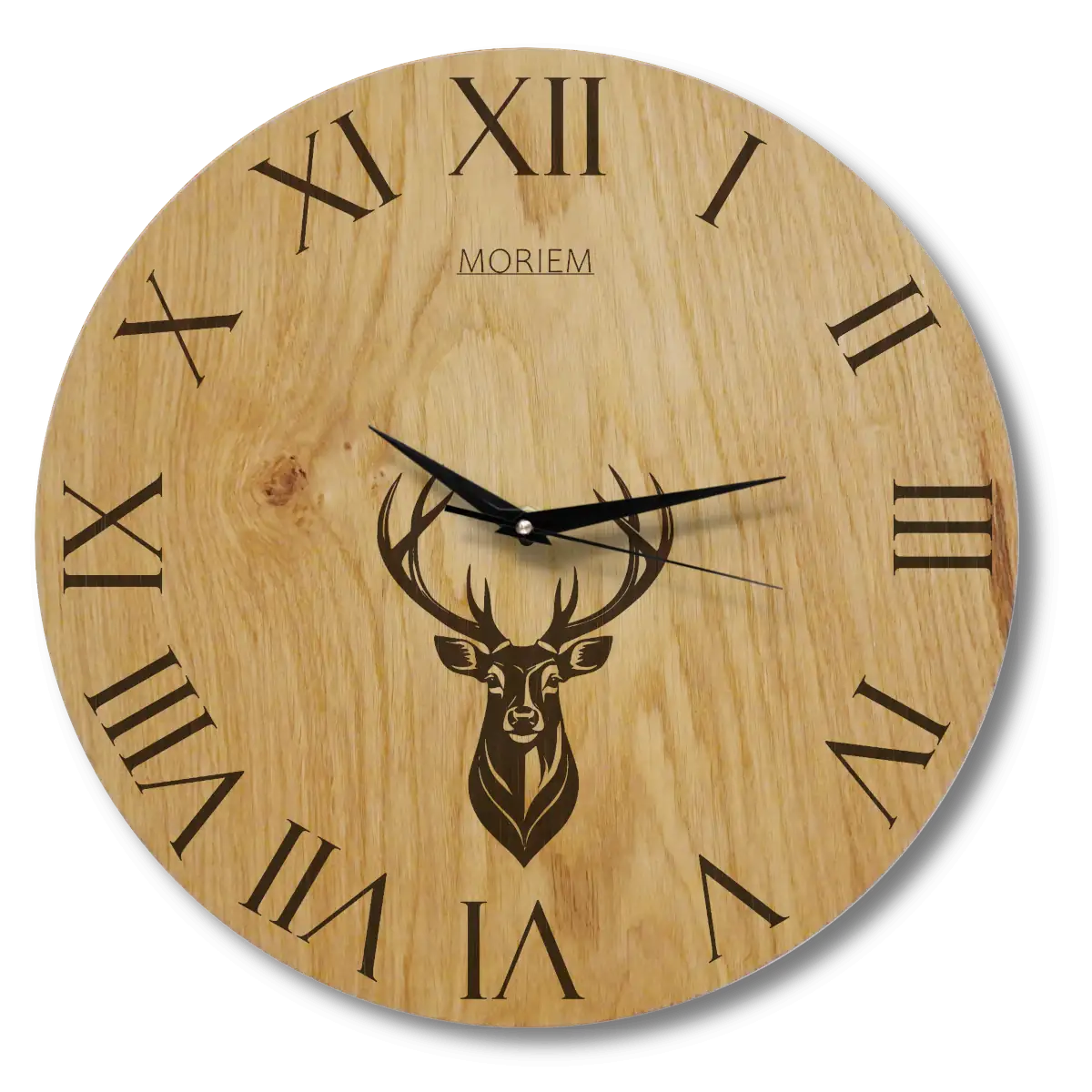 Wanduhr Hirsch Vintage - Wohnzimmeruhr mit Hirschkopf Motiv - 30 cm/40 cm groß