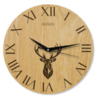 Wanduhr Hirsch Vintage - Wohnzimmeruhr mit Hirschkopf Motiv - 30 cm/40 cm groß