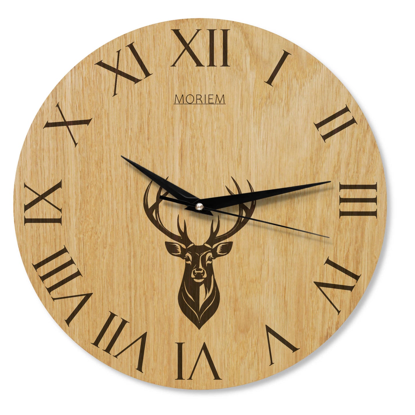 Wanduhr Hirsch Vintage - Wohnzimmeruhr mit Hirschkopf Motiv - 30 cm/40 cm groß