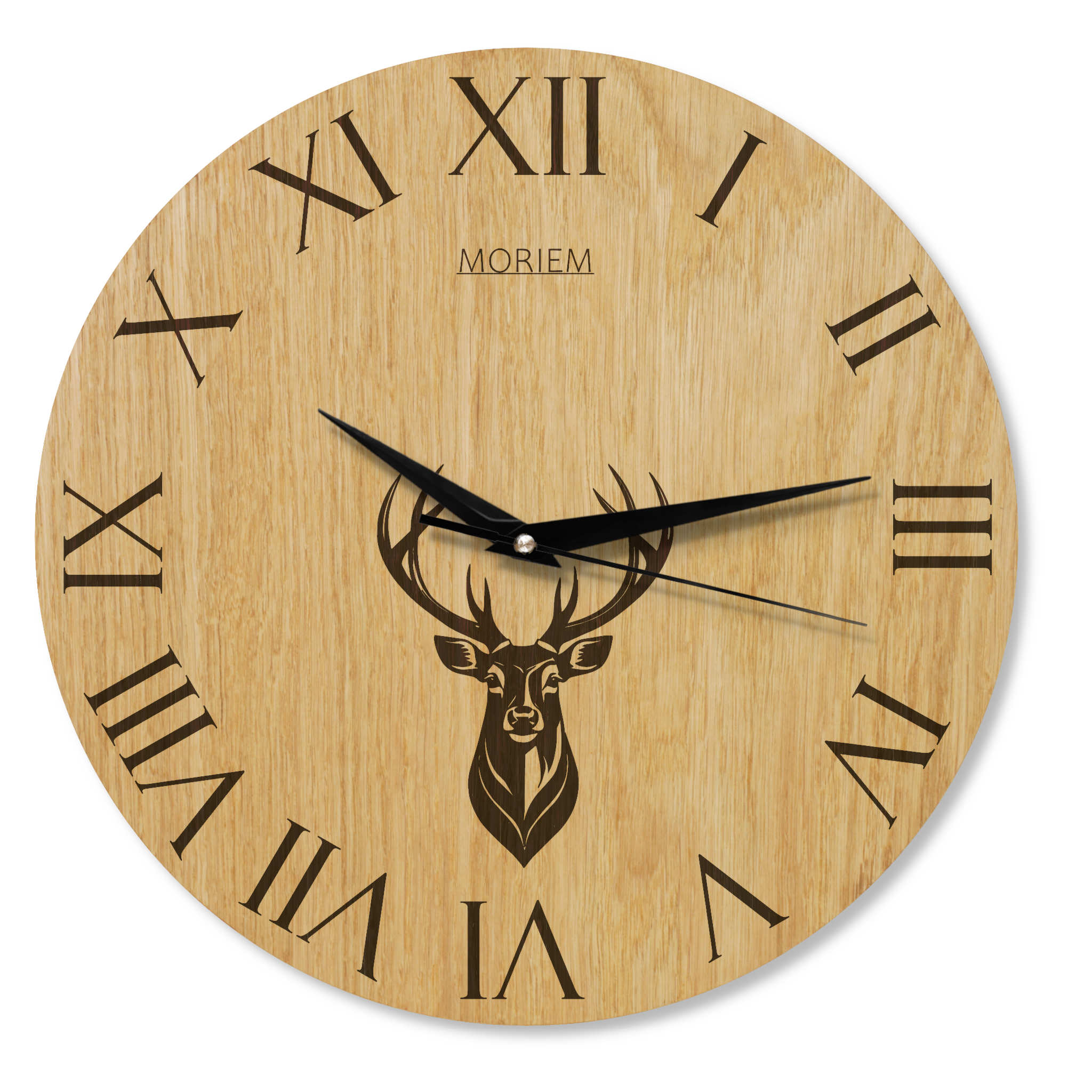 Wanduhr Hirsch Vintage - Wohnzimmeruhr mit Hirschkopf Motiv - 30 cm/40 cm groß