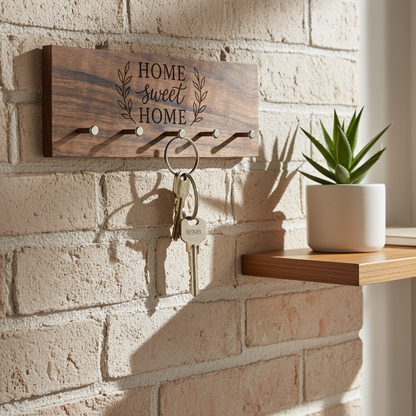 Home sweet Home Schlüsselbrett an einer rustikalen Wand hängend