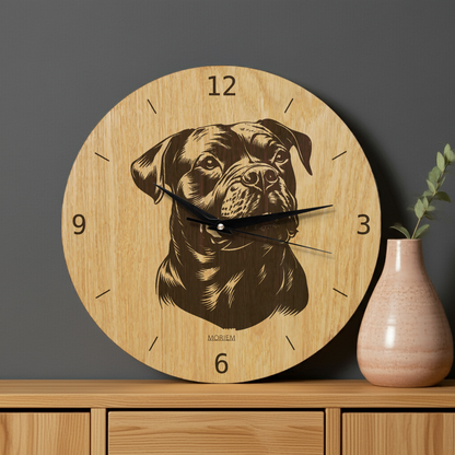 Wanduhr aus Holz - Wohnzimmeruhr modern mit Hundemotiv - 30 cm/40 cm groß