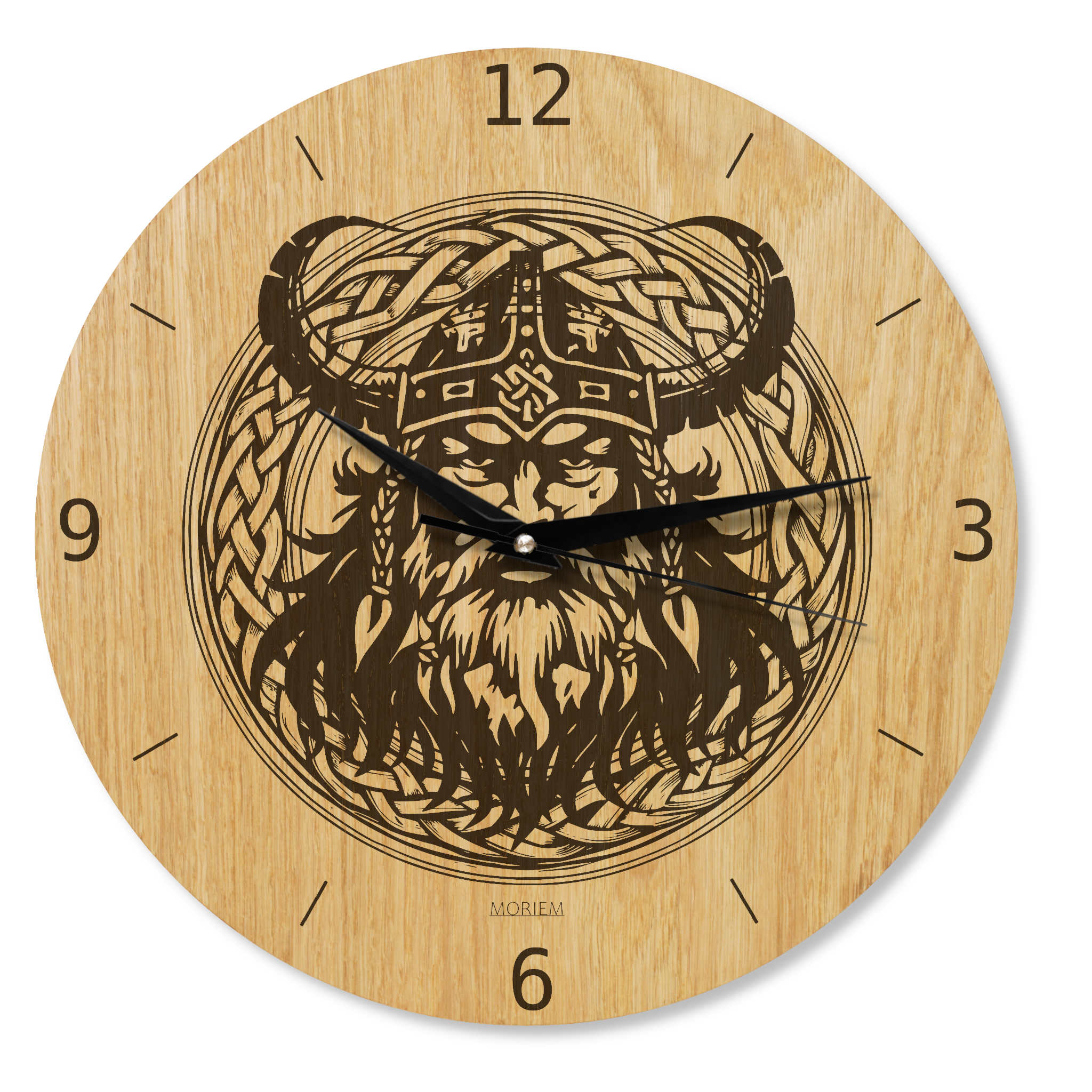 Wanduhr aus Holz - Wikinger Wanduhr - 30 cm/40 cm rustikal Eiche