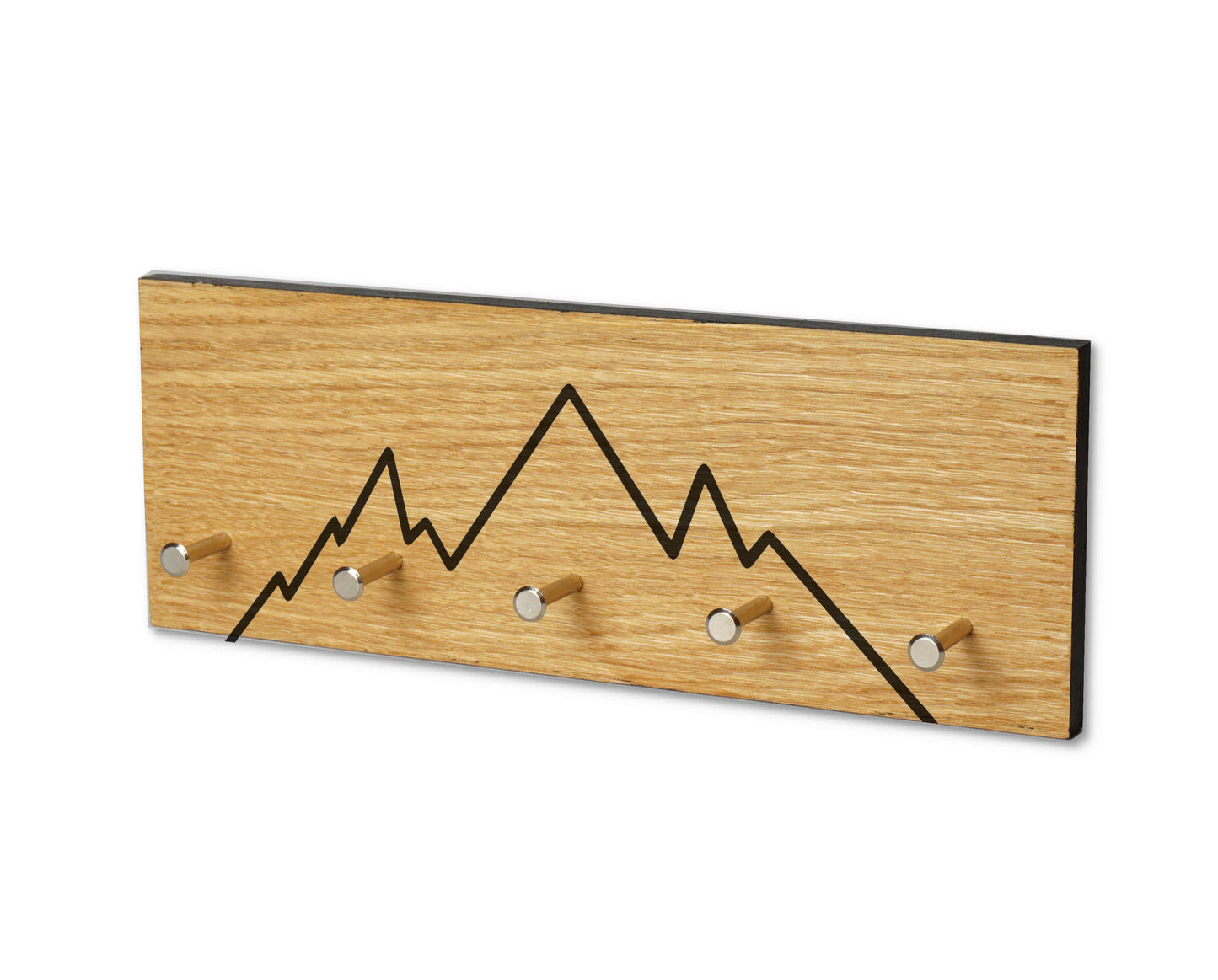 Schlüsselleiste aus Holz mit Gravur Bergmotiv minimalistisch