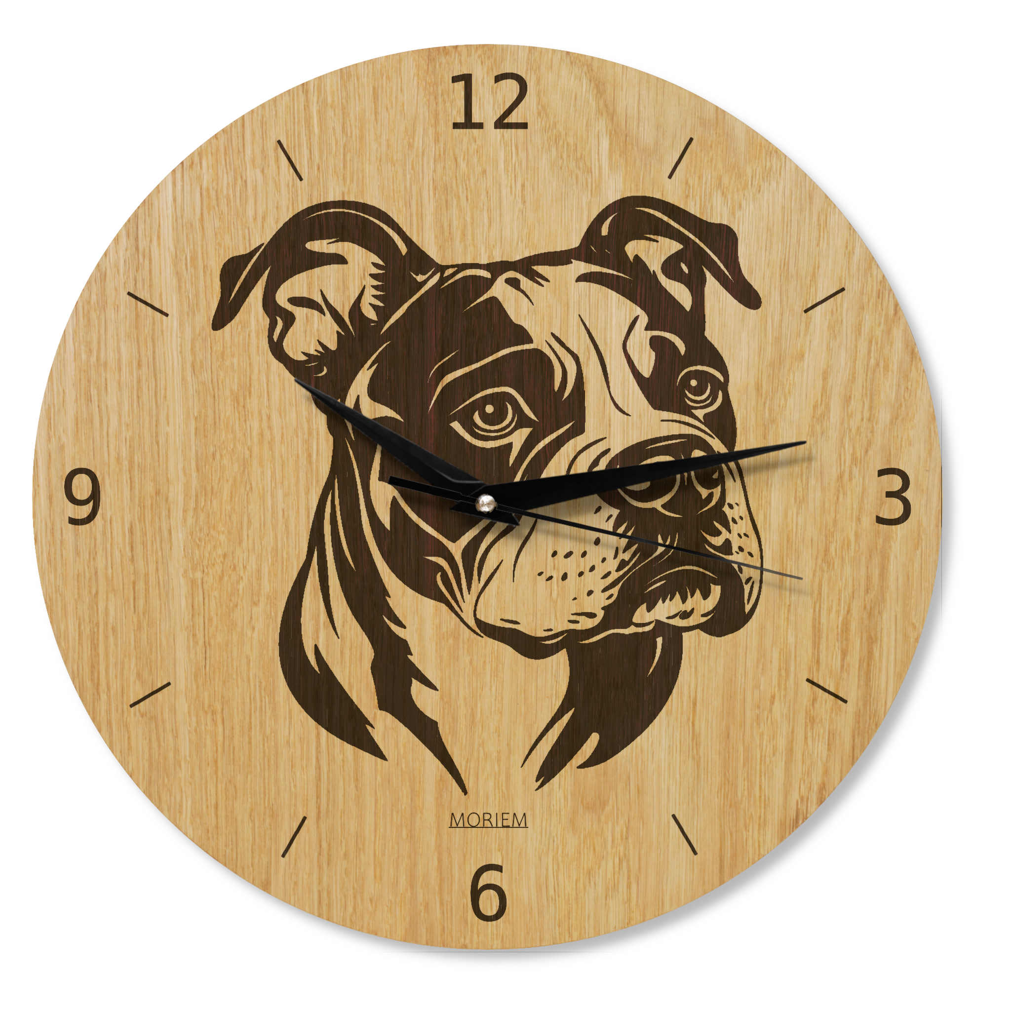 Wanduhr aus Holz - Wohnzimmeruhr modern mit Hundemotiv - 30 cm/40 cm groß