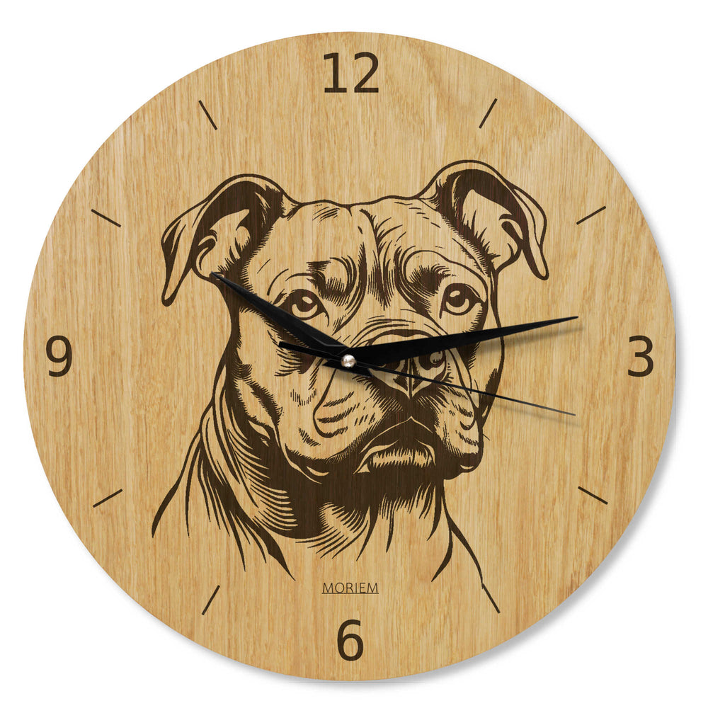 Wanduhr Hund - Wohnzimmeruhr modern mit Hundemotiv Bulldogge - 30 cm/40 cm groß