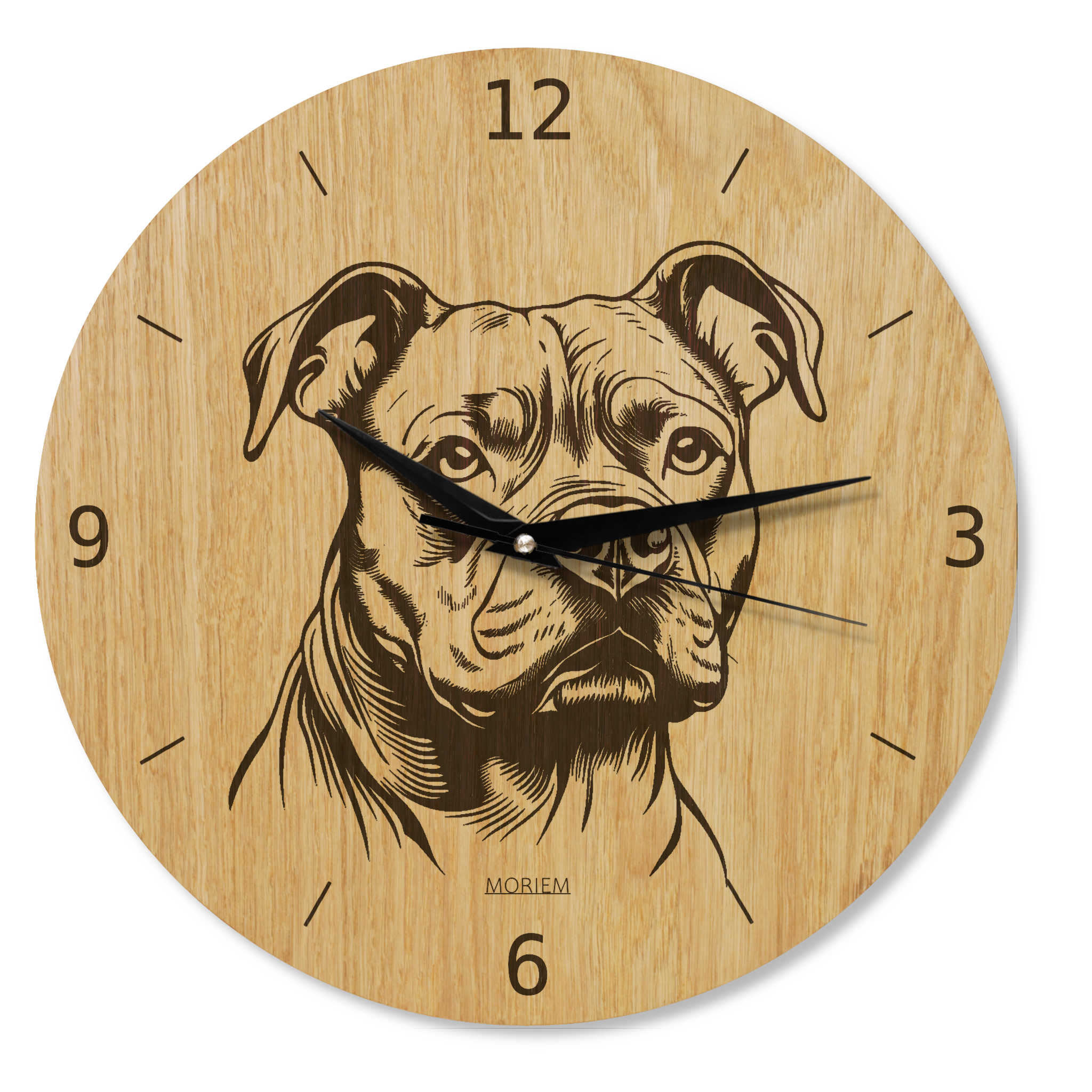 Wanduhr Hund - Wohnzimmeruhr modern mit Hundemotiv Bulldogge - 30 cm/40 cm groß
