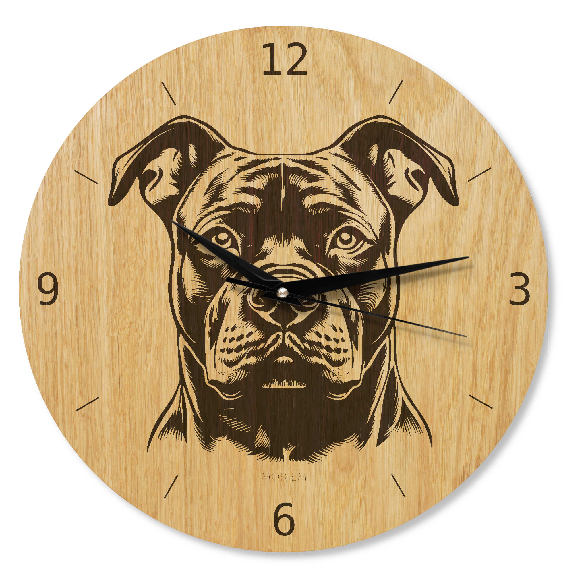 Wanduhr Hund - Wohnzimmeruhr modern mit Hundemotiv Bulldogge - 30 cm/40 cm groß