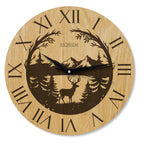 Wanduhr Berge rustikal -  Wohnzimmeruhr Holz Eiche - 30 cm/40 cm groß