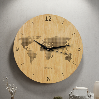 Stylische Wanduhr Weltkarte  - Wohnzimmeruhr modernes Design - 30 cm/40 cm groß