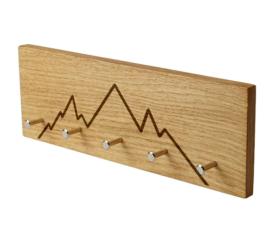 Schlüsselbrett Eichenholz mit Bergmotiv