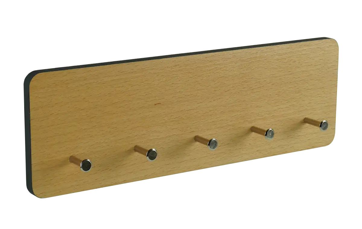 Schlüsselbrett aus Holz - Buche 28 cm - 5 moderne Aufhänger
