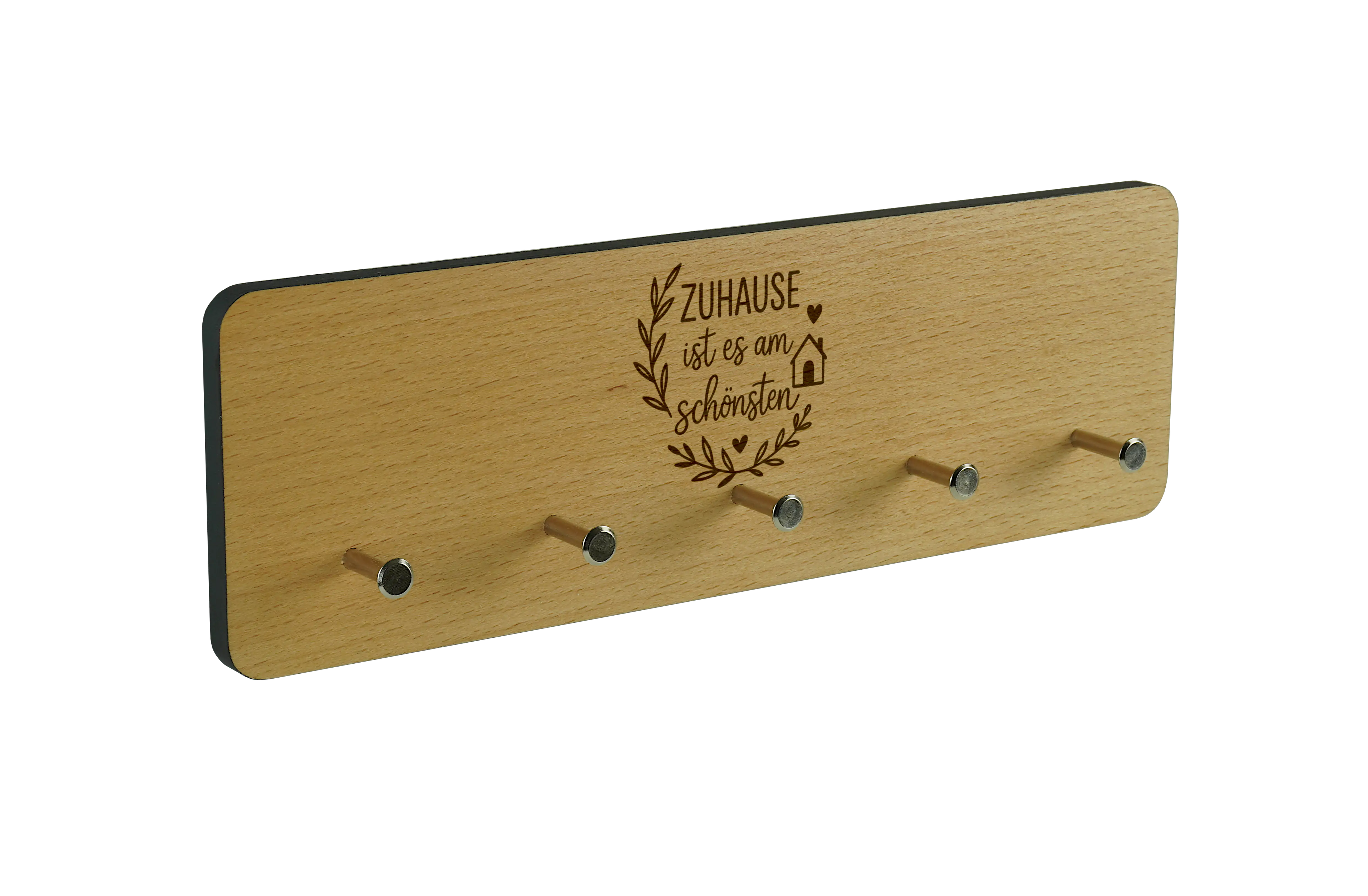 Schlüsselbrett Naturholz Buche mit Gravur