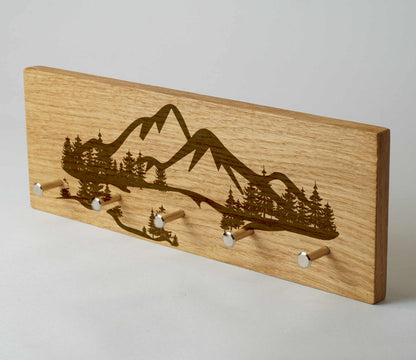 Eiche Schlüsselbrett mit Berg Motiv