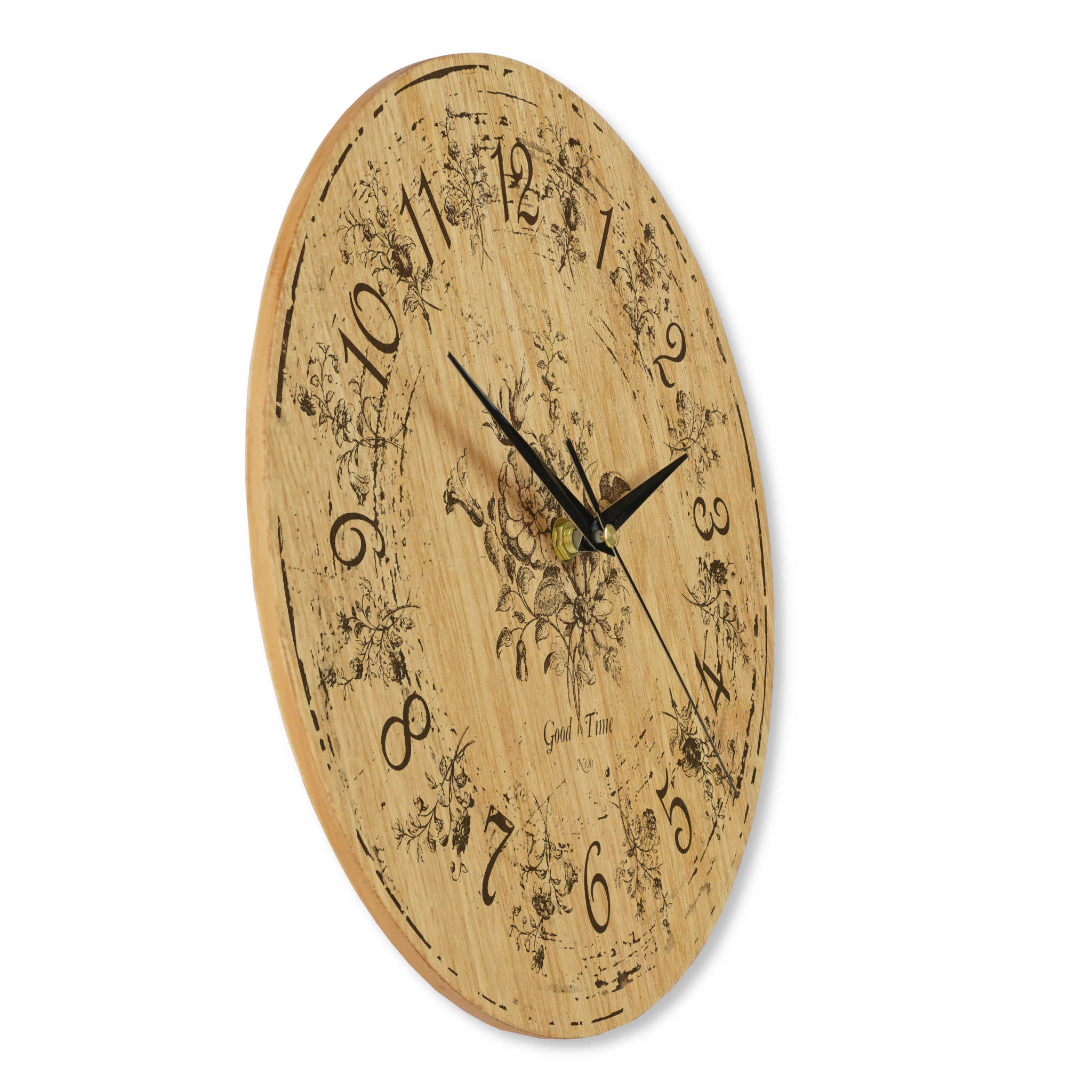 Wanduhr Vintage aus Holz - Blumenmuster - shabby chic Stil - 30 cm/40 cm groß