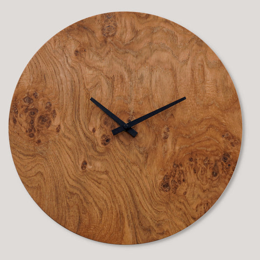 Wanduhr minimalistisch - groß XL 40 cm - Eiche Maser furniert