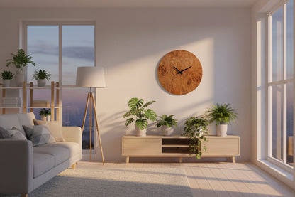 Wanduhr minimalistisch - groß XL 40 cm - Eiche Maser furniert