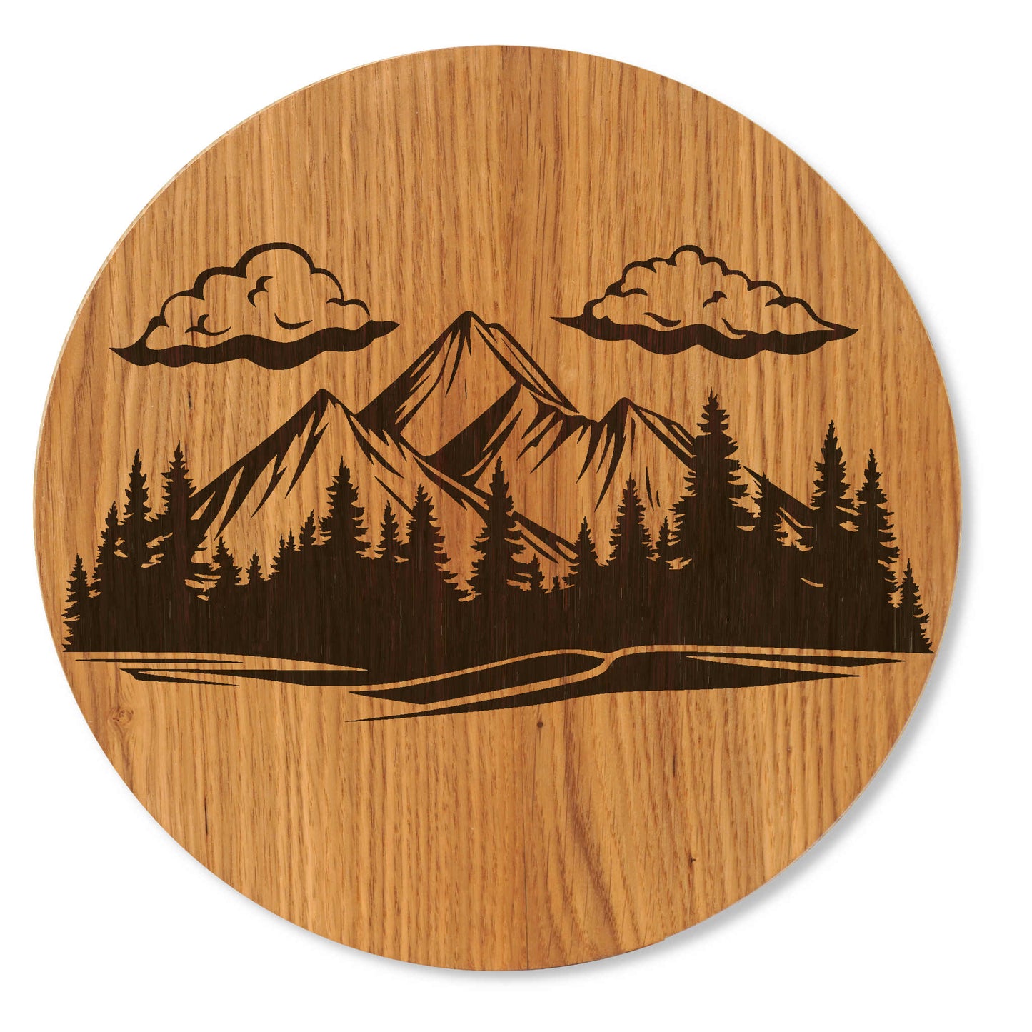 Holzbild  Berge Wald - Wandbild Naturmotiv - 30/40 cm groß