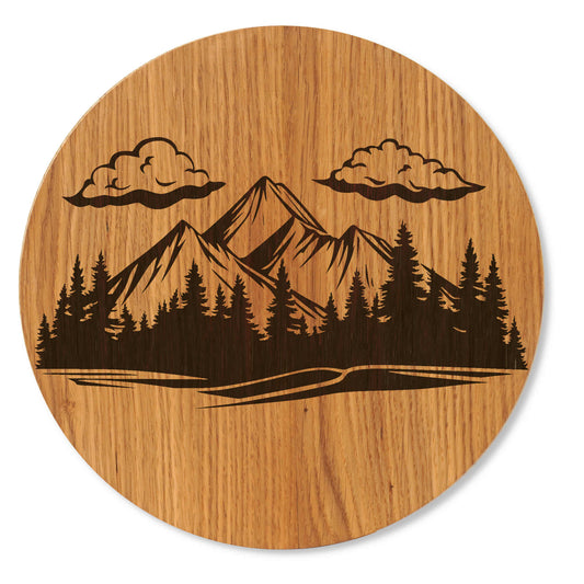 Holzbild  Berge Wald - Wandbild Naturmotiv - 30/40 cm groß