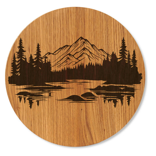 Holzbild  Berge See - Wandbild Naturmotiv - 30/40 cm groß