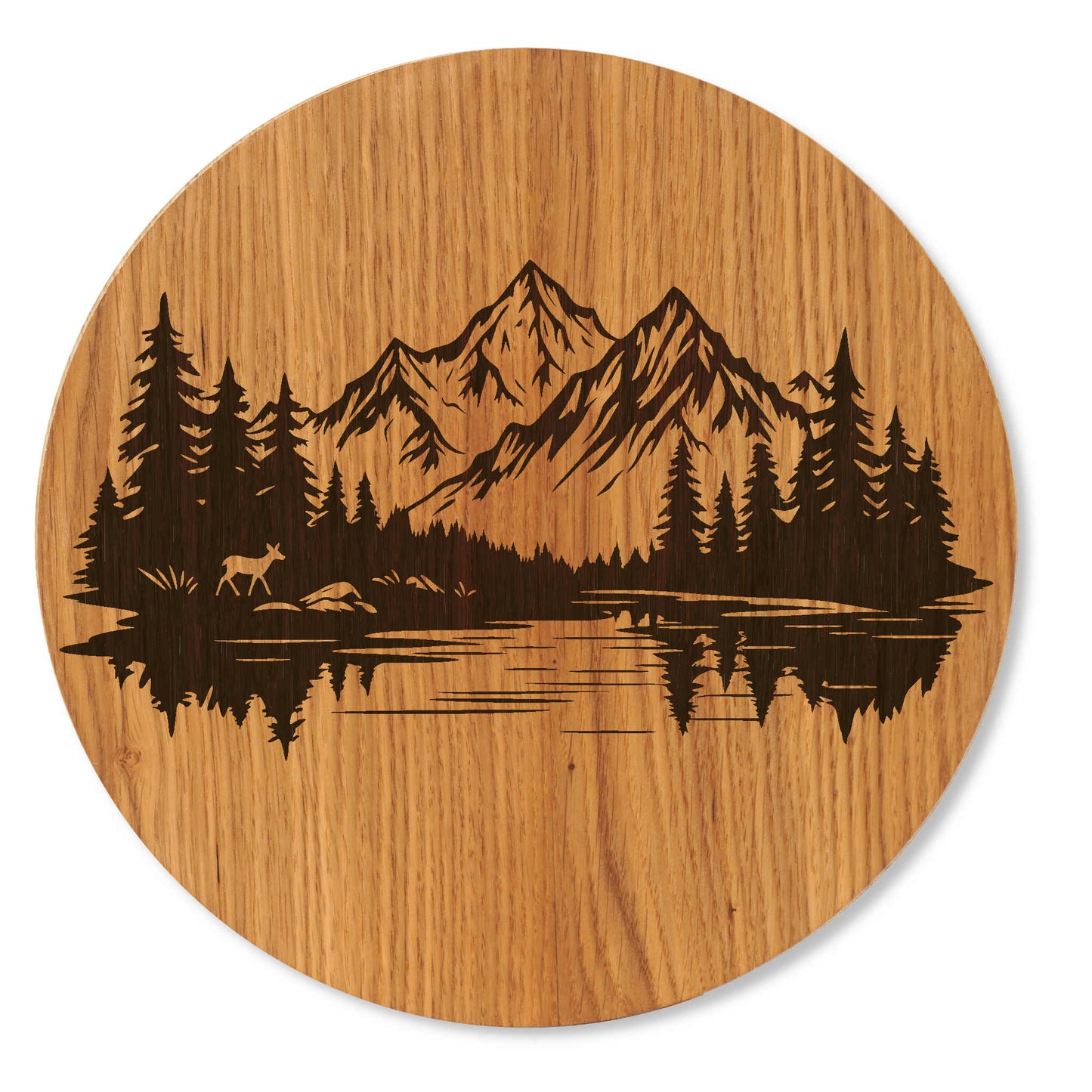 Holzbild mit Berge Naturmotiv - Wandbild Wildeiche - 30/40 cm groß