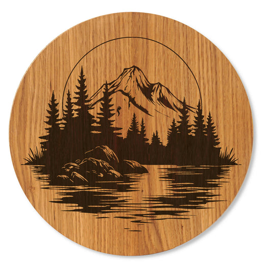 Holzbild Berg - Holzbild Wildeiche rustikal - 30/40 cm groß
