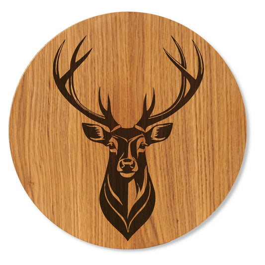 Wandbild Hirsch Kopf - Holzbild mit Hirsch Motiv - Eichenholz - 30/40 cm groß