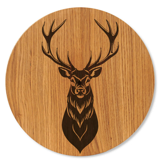 Holzbild Hirschmotiv - Wanddeko mit Hirsch Motiv auf Eichenholz - 30/40 cm groß