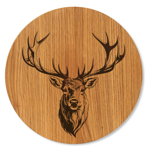 Wandbild rustikaler Hirsch Kopf - Holzbild Eichenholz - 30/40 cm groß