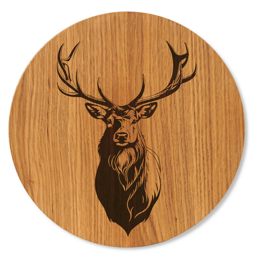 Hirsch Bild rustikal - Wanddeko mit Hirsch Motiv auf Eichenholz - 30/40 cm groß