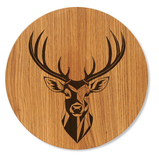 Wandbild moderner Hirsch Kopf - Holzbild mit Hirsch Motiv - Eichenholz - 30/40 cm groß