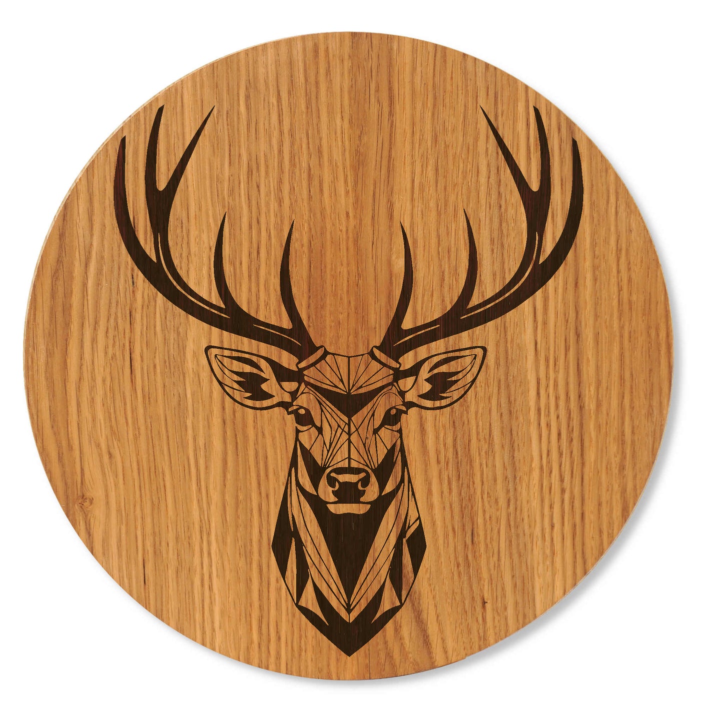 Wandbild Hirsch Kopf modern- Holzbild mit Hirsch Motiv - Eichenholz - 30/40 cm groß
