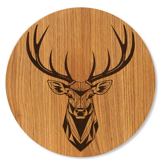 Wandbild Hirsch Kopf modern- Holzbild mit Hirsch Motiv - Eichenholz - 30/40 cm groß
