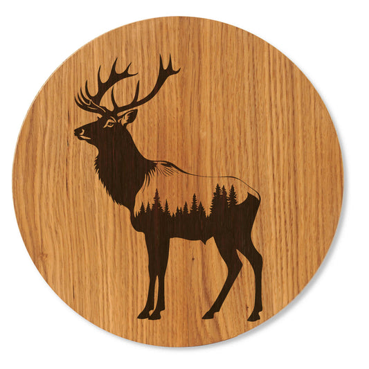 Wandbild rustikal - Holzbild mit Hirsch Motiv auf Eichenholz - 30/40 cm groß
