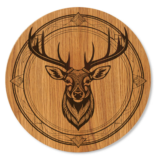 Wandbild Hirschkopf rustikal - Holzbild Wildeiche - 30/40 cm groß