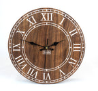 Wanduhr Vintage Holz furniert - Rustikal Shabby mit graviertem Inlay 30cm - Handgefertigte Uhr im Vintage Stil