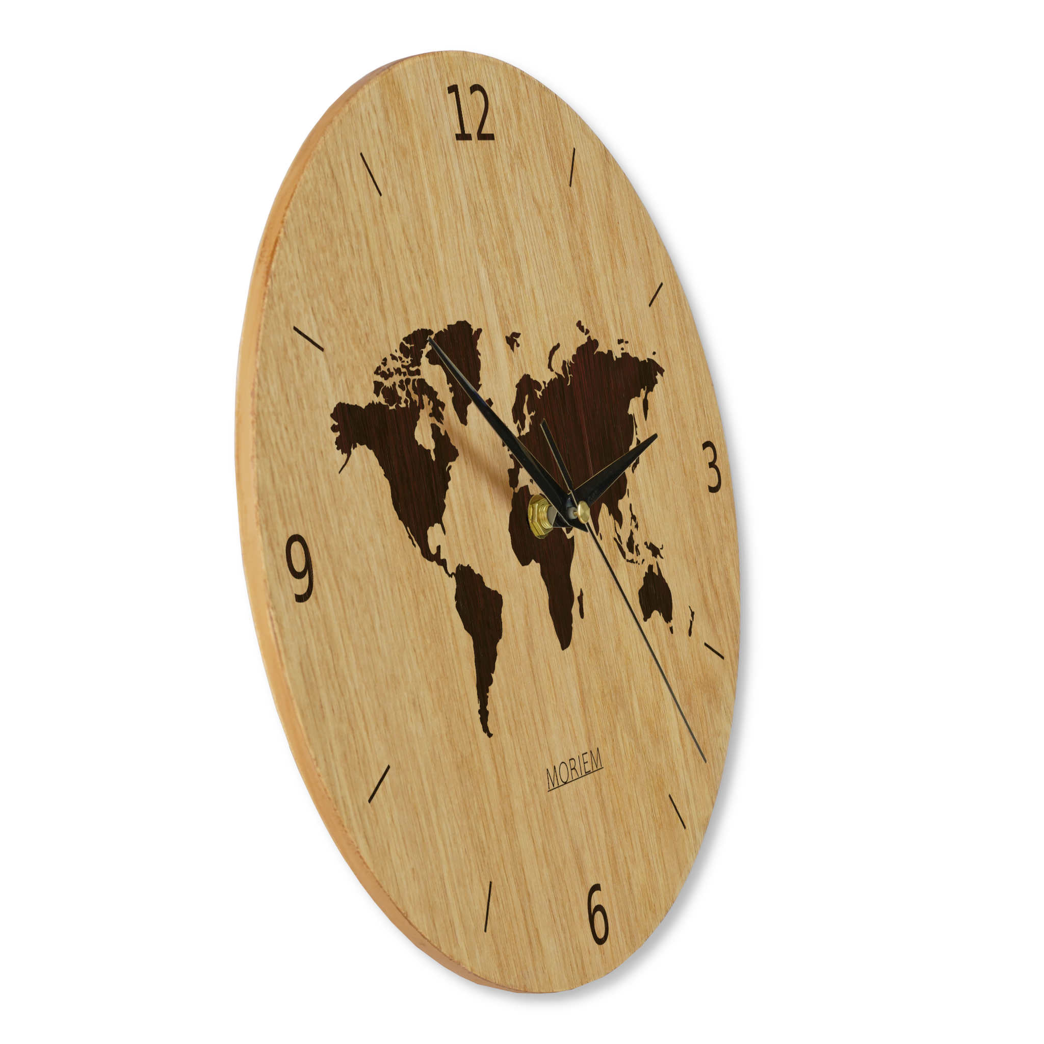 Wanduhr Weltkarte aus Holz- Wohnzimmeruhr mit Weltkarten Motive - 30 cm/40 cm groß