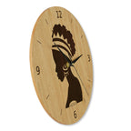 Wanduhr Afrika Frau - Wohnzimmeruhr Holz - moderne Wohnzimmeruhr Eiche - 30 cm/40 cm groß