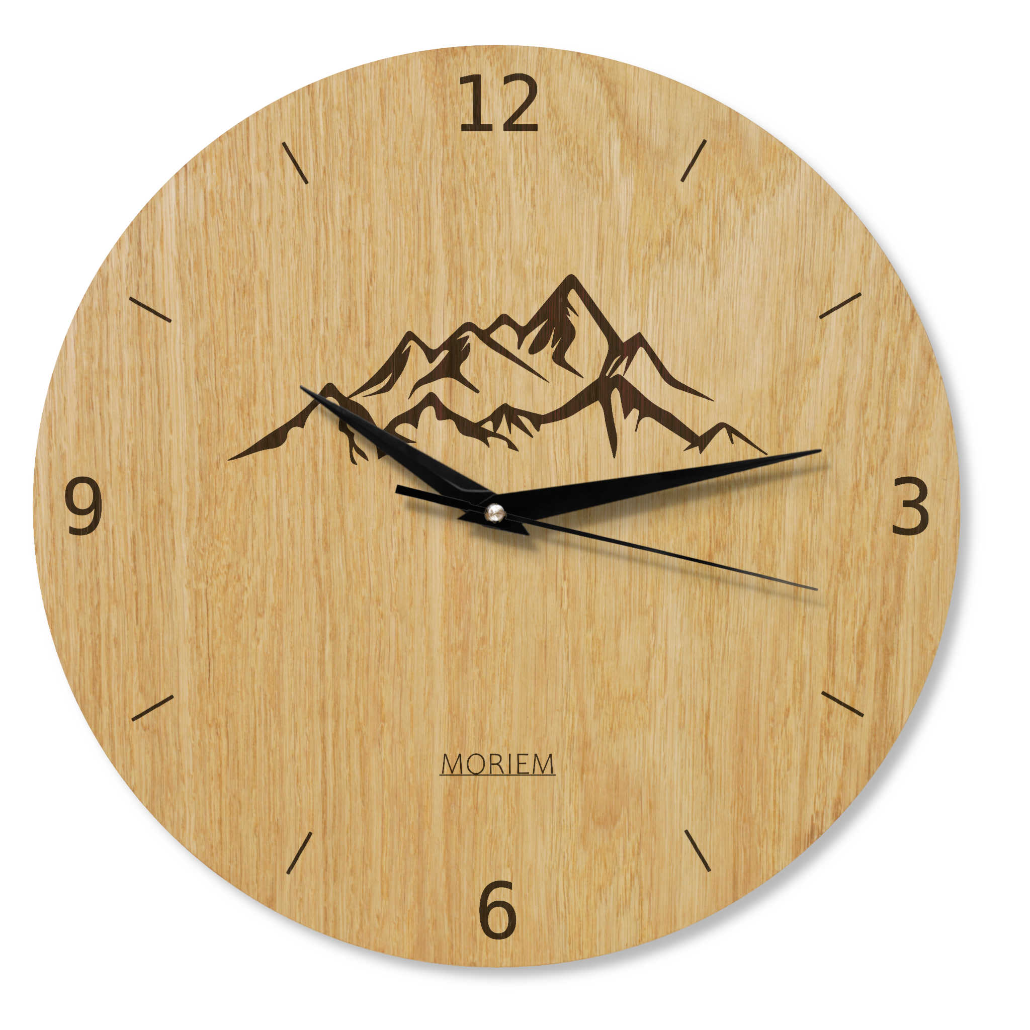 Wanduhr Berg - Wohnzimmeruhr modernes Design- eingebranntes Bergmotiv - 30 cm/40 cm groß